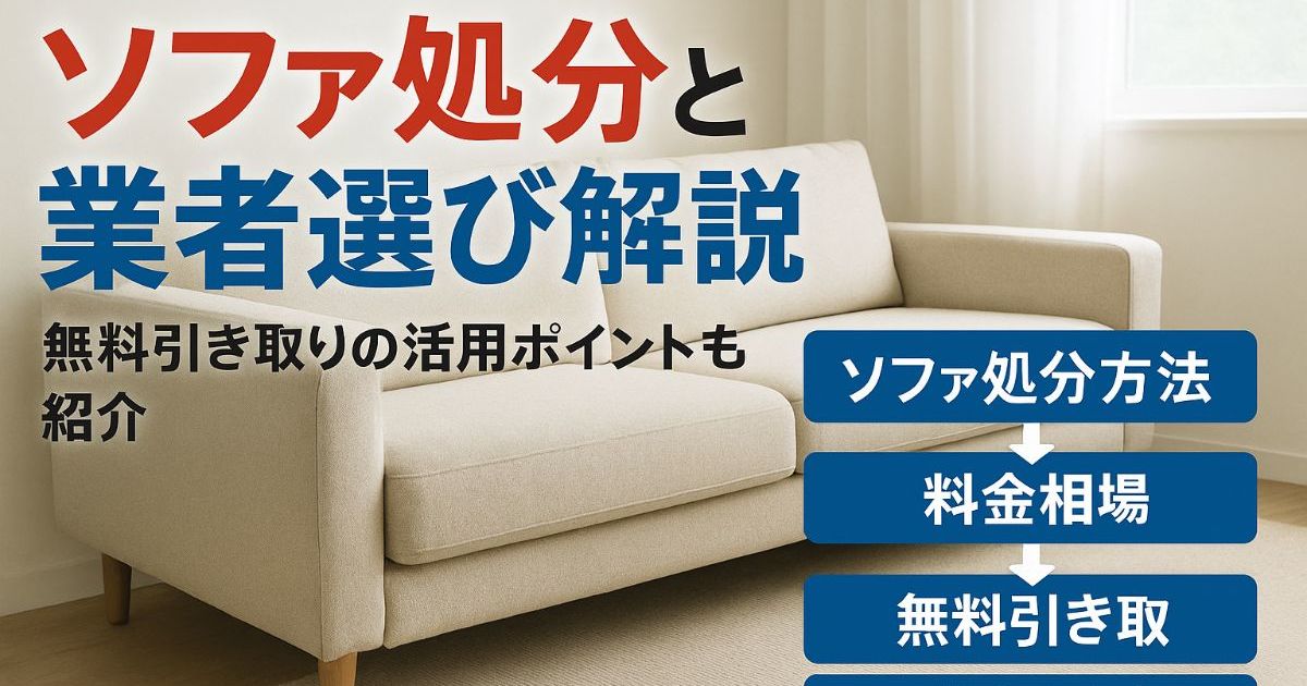 不用品回収でソファの正しい処分方法と業者選び徹底解説｜料金相場と